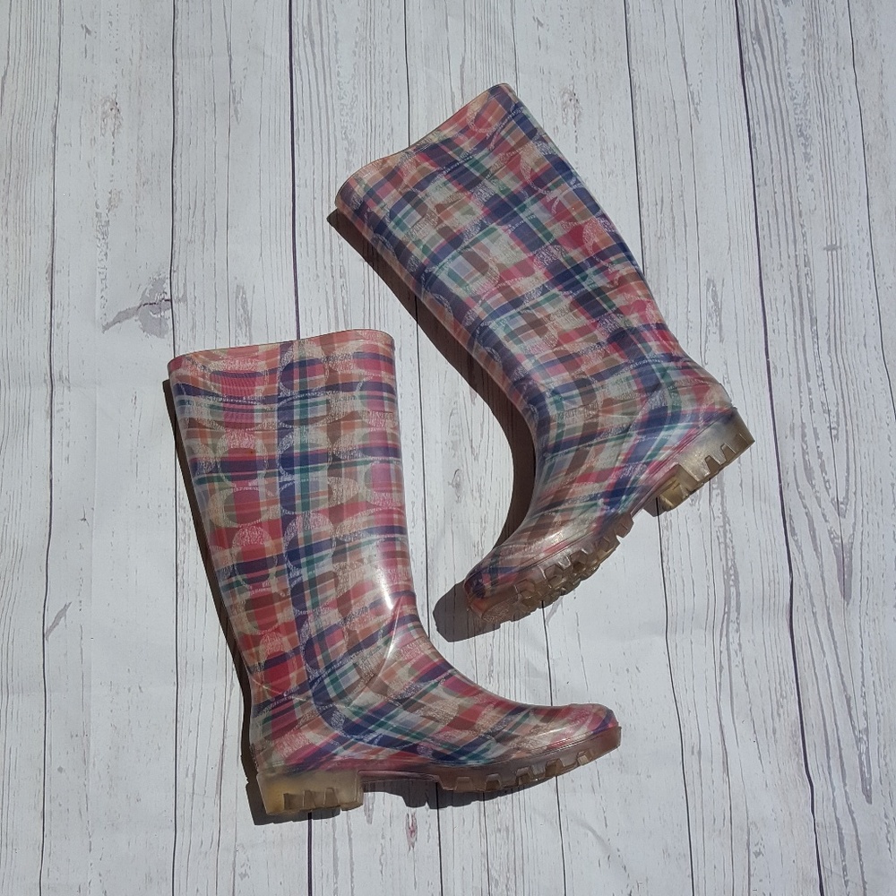 Colorful Coach Rainboots Size 7